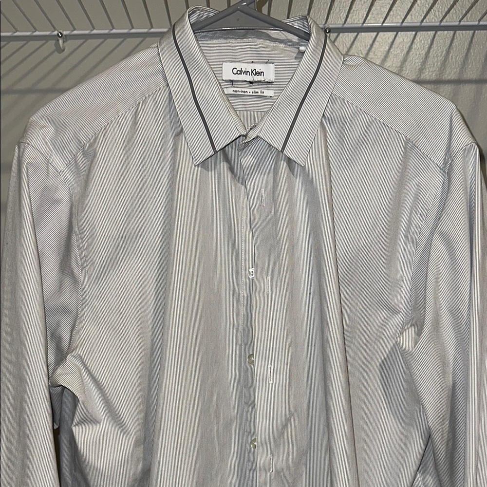Calvin Klein Striped Gray Dress Shirt
